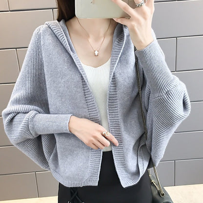 Solid-color Knitted Cardigan Jacket For Women