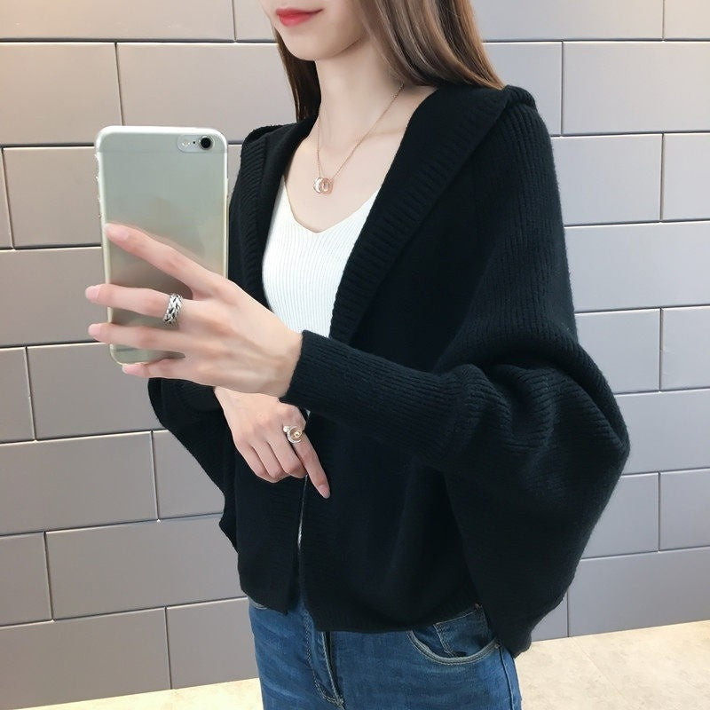 Solid-color Knitted Cardigan Jacket For Women