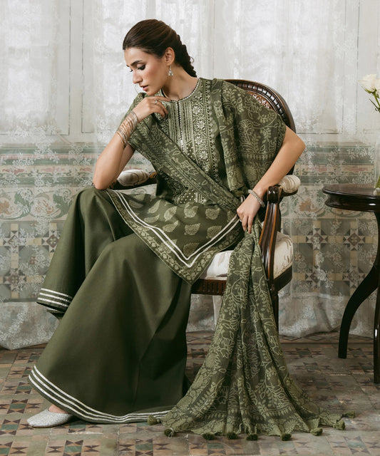 3 Piece - Embroidered Cotton Suit