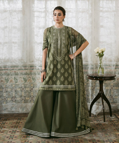 3 Piece - Embroidered Cotton Suit